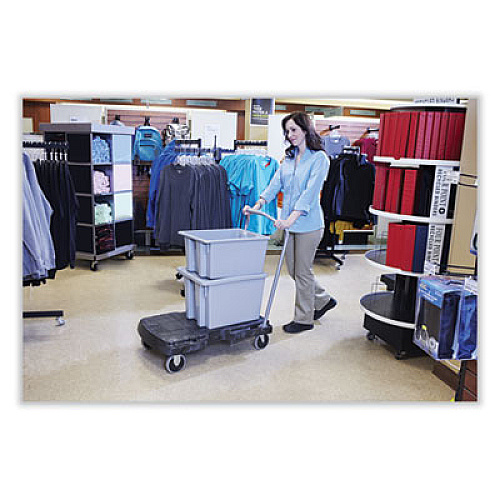 Rubbermaid Commercial Triple Trolley Platform Truck with Angled-Loop Handle, 500 lb Capacity, 20.5 x 32.5 x 35, Black (4401BLA)