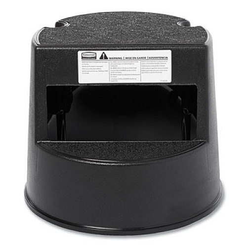 Rubbermaid Commercial Rolling Step Stool, Curved Design, 2-Step, Retracting Casters, 350 lb Capacity, 16" Diameter x 13.5"h, Black (252300BK)