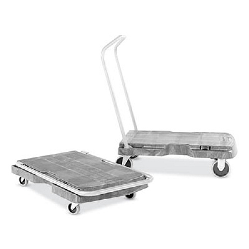 Rubbermaid Commercial Triple Trolley Platform Truck with Angled-Loop Handle, 500 lb Capacity, 20.5 x 32.5 x 35, Black (4401BLA)