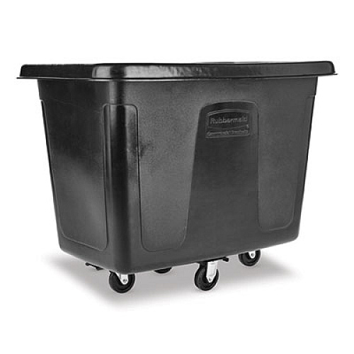 Rubbermaid Commercial Cube Truck, 105 gal, 500 lb Capacity, Plastic, Black (4614BLA)
