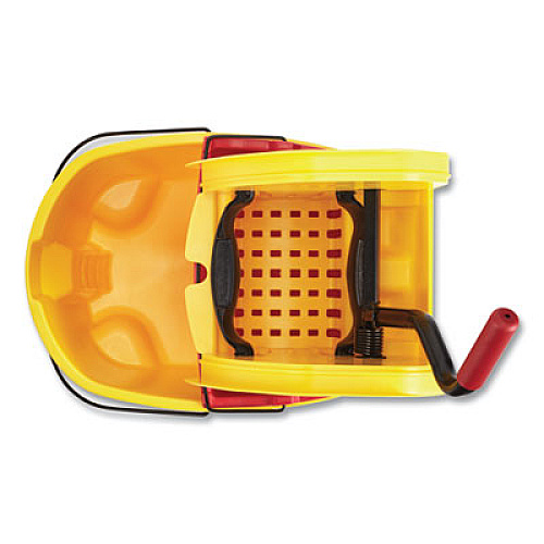 Rubbermaid Commercial WaveBrake 2.0 Bucket/Wringer Combos, Down-Press, 35 qt, Plastic, Yellow (FG757788YEL)