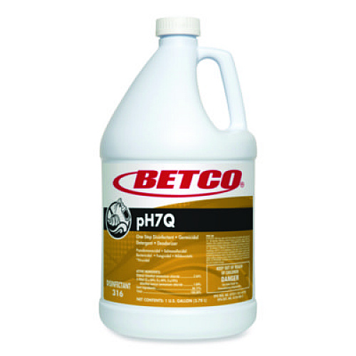Betco pH7Q Neutral Disinfectant, Lemon Scent, 1 gal Bottle, 4/Carton (3160400)