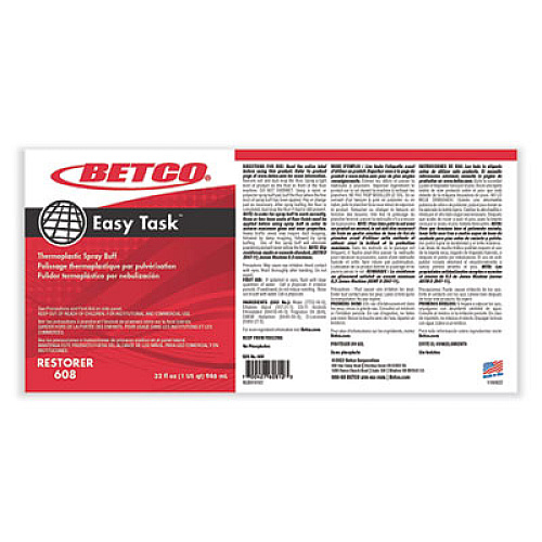 Betco Easy Task Floor Finish, Clean Bouquet, 32 oz Bottle, 12/Carton (6081200CT)