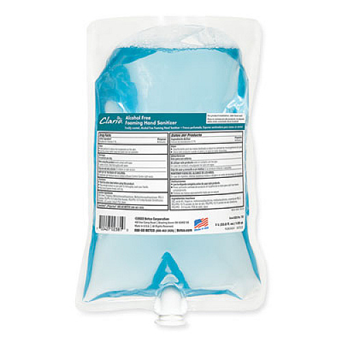 Betco Clario Alcohol Free Foaming Hand Sanitizer, 1,000 mL Bag, Fresh Scent, 6/Carton (7522900)