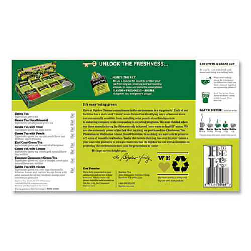 Bigelow Green Tea Assortment, Individually Wrapped, Eight Flavors, 64 Tea Bags/Box (30568)