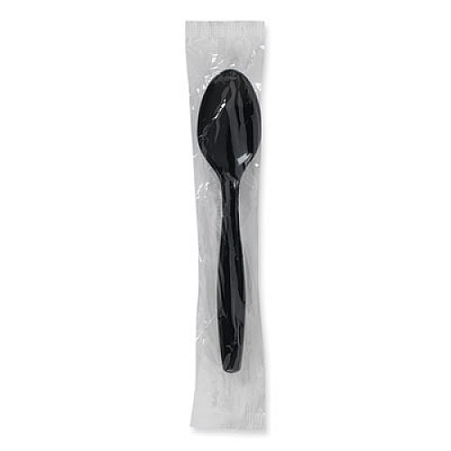 Dixie Individually Wrapped Heavyweight Spoons, Plastic, Black, 1,000/Carton (PTH53C)
