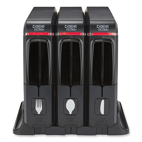 Dixie SmartStock Wrapped Cutlery Dispenser, Holds Forks/Knives/Spoons, 12.44 x 11.17 x 10.5, Black (SSW3D85)