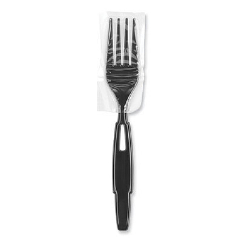 Dixie SmartStock Wrapped Heavyweight Cutlery Refill, Fork, Plastic, Black, 960/Carton (SSWPF5)
