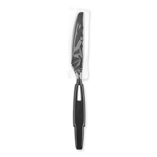Dixie SmartStock Wrapped Heavyweight Cutlery Refill, Knife, Plastic, Black, 960/Carton (SSWPK5)