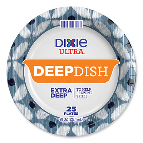 Dixie Ultra Deep Dish Paper Plate, 9.56" dia, Blue/Yellow, 18/Pack (15951)