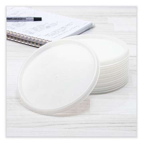 Dart Plastic Lids for Foam Cups, Bowls and Containers, Vented, Fits 12 oz to 60 oz, Translucent, 100/Pack, 10 Packs/Carton (32JLR)