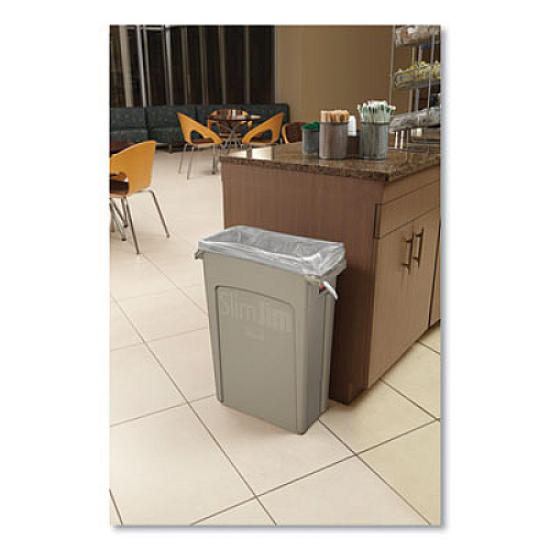 Rubbermaid Commercial Slim Jim with Venting Channels, 16 gal, Plastic, Beige, 4/Carton (1971259CT)
