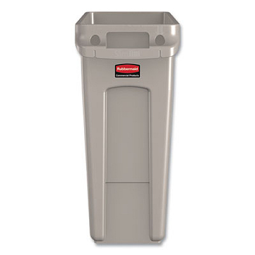 Rubbermaid Commercial Slim Jim with Venting Channels, 16 gal, Plastic, Beige, 4/Carton (1971259CT)