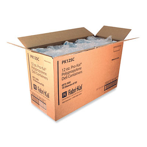 Fabri-Kal Microwavable Deli Containers, 12 oz, 4.6" Diameter x 2.3" h, Clear, Plastic, 500/Carton (PK12SC)