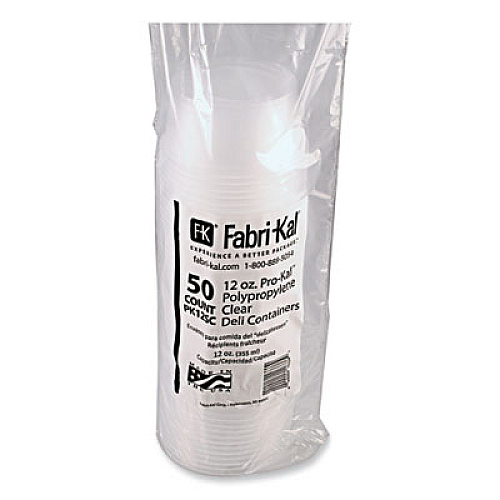 Fabri-Kal Microwavable Deli Containers, 12 oz, 4.6" Diameter x 2.3" h, Clear, Plastic, 500/Carton (PK12SC)