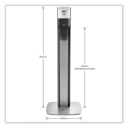 PURELL MESSENGER ES6 Graphite Panel Floor Stand with Dispenser, 1,200 mL, 16.75 x 6 x 40, Graphite/Silver (7316DSSLV)