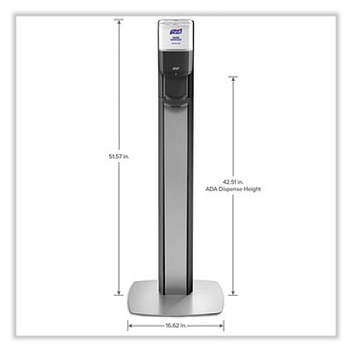 PURELL MESSENGER ES8 Silver Panel Floor Stand with Dispenser, 1,200 mL, 16.75 x 6 x 40, Silver/Graphite (7318DSSLV)