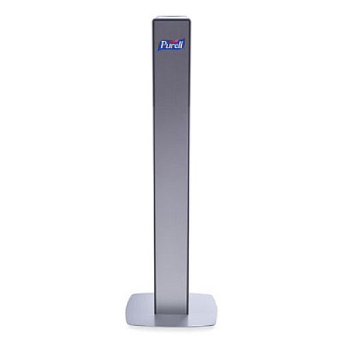 PURELL MESSENGER ES8 Silver Panel Floor Stand with Dispenser, 1,200 mL, 16.75 x 6 x 40, Silver/Graphite (7318DSSLV)