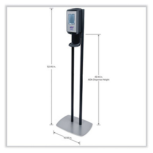 PURELL CS6 Hand Sanitizer Floor Stand with Dispenser, 1,200 mL, 13.5 x 5 x 28.5, Graphite/Silver (7416DS)