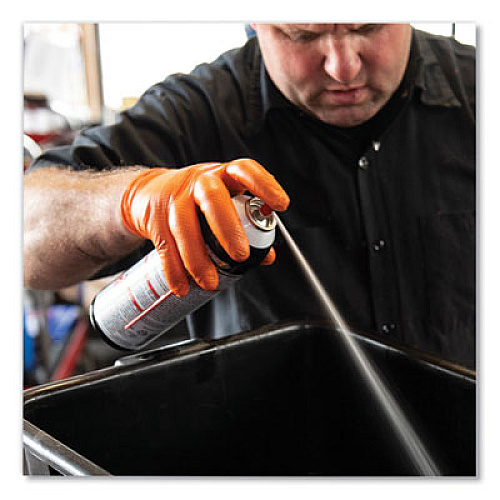 GloveWorks by AMMEX Heavy-Duty Industrial Nitrile Gloves, Powder-Free, Medium, 8 mil Thick, 9.5" Long, Orange, 100/Box (GWON44100)