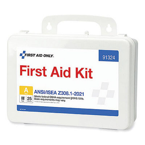 First Aid Only ANSI 2021 First Aid Kit for 25 People, 94 Pieces, Plastic Case (91324)