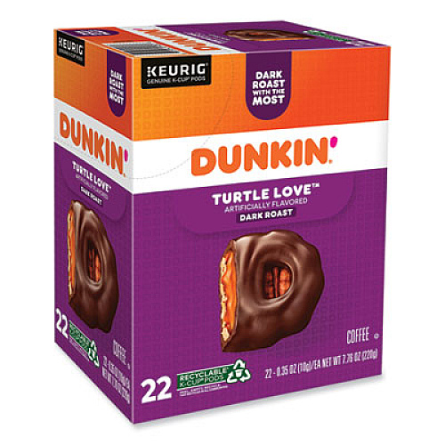 Dunkin' K-Cup Pods, Turtle Love Coffee, 22/Box (5000367615)