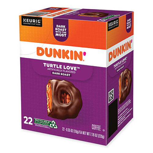 Dunkin' K-Cup Pods, Turtle Love Coffee, 22/Box (5000367615)