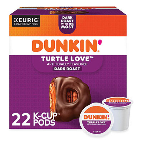 Dunkin' K-Cup Pods, Turtle Love Coffee, 22/Box (5000367615)