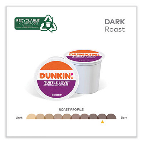 Dunkin' K-Cup Pods, Turtle Love Coffee, 22/Box (5000367615)