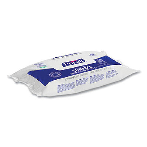 PURELL Healthcare Surface Disinfecting Wipes, 1-Ply, 7 x 10, Unscented, White, 72/Pack (937012)