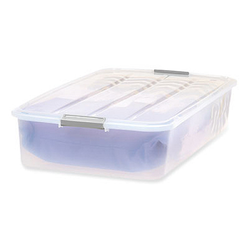 IRIS 50 Qt. Latch Lid Underbed Storage Box, 17.75" x 32.5" x 6.5", Clear (100118)