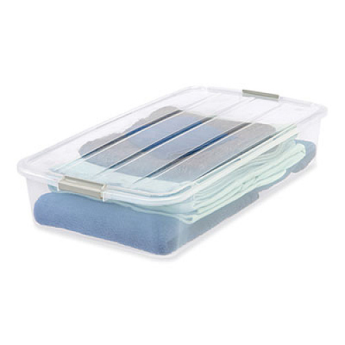 IRIS 50 Qt. Latch Lid Underbed Storage Box, 17.75" x 32.5" x 6.5", Clear (100118)