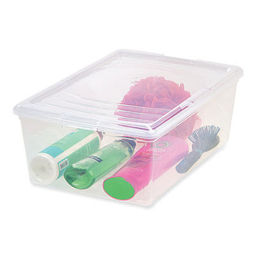 IRIS 13.5 Qt. Lift-Off Lid Storage Tote, 10.6" x 16.1" x 5.9", Clear/Gray (100119)