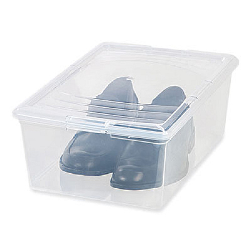 IRIS 13.5 Qt. Lift-Off Lid Storage Tote, 10.6" x 16.1" x 5.9", Clear/Gray (100119)