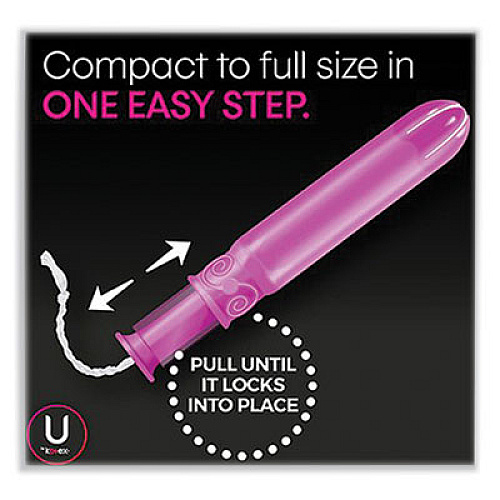 U by Kotex Click Compact Tampons, Regular Absorbency, 32/Pack (51583)