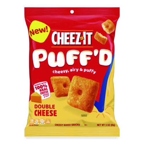 Cheez-It Puff'd Crackers, Double Cheese, 3 oz Bag, 6/Carton (00022)