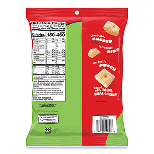 Cheez-It Puff'd Crackers, White Cheddar, 3 oz Bag, 6/Carton (00024)