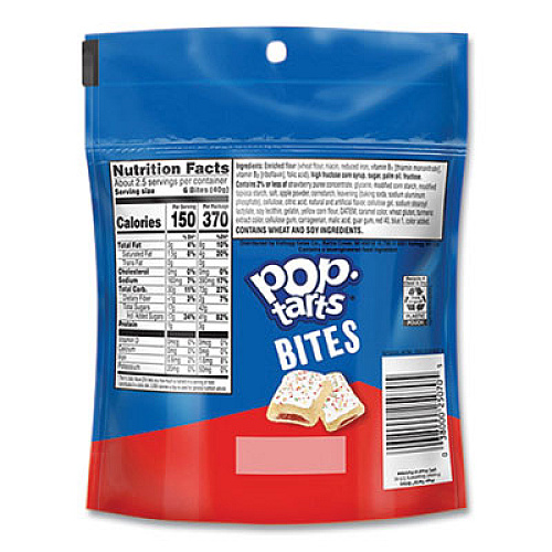 Kellogg's Pop Tarts Bites, Frosted Strawberry, 3.5 oz Bag, 6/Carton (25069)