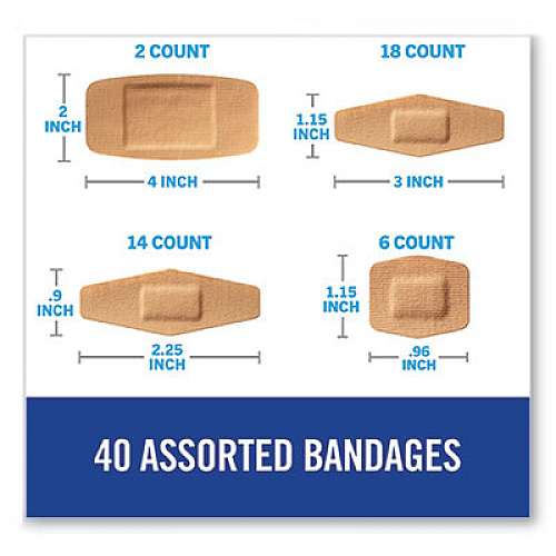 3M Nexcare DUO Bandages, Plastic, Assorted Sizes, 40/Pack (DSA40)