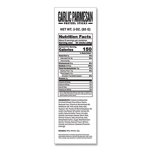 Pop Daddy Garlic Parmesan Pretzel Sticks, 3 oz Bag, 15/Carton (00557)