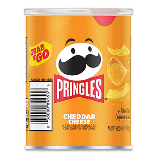 Pringles Grab and Go Cheddar Cheese Crisps, 1.4 oz Can, 12 Carton (84556)