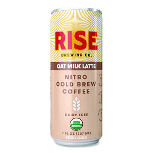 RISE Brewing Co. Nitro Cold Brew Latte, Oat Milk, 7 oz Can, 12/Carton (00045)