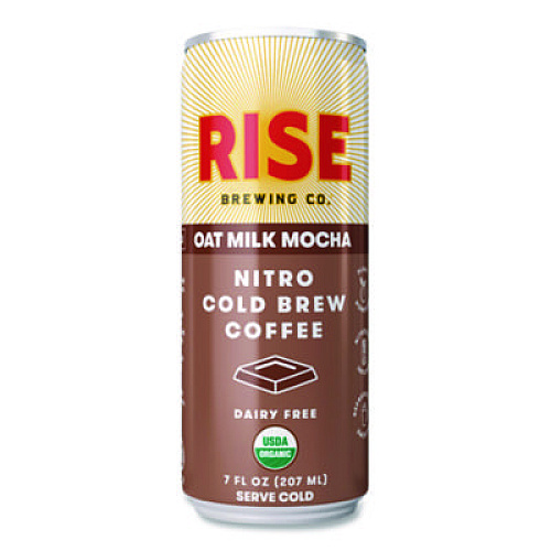 RISE Brewing Co. Nitro Cold Brew Latte, Oat Milk Mocha, 7 oz Can, 12/Carton (00049)