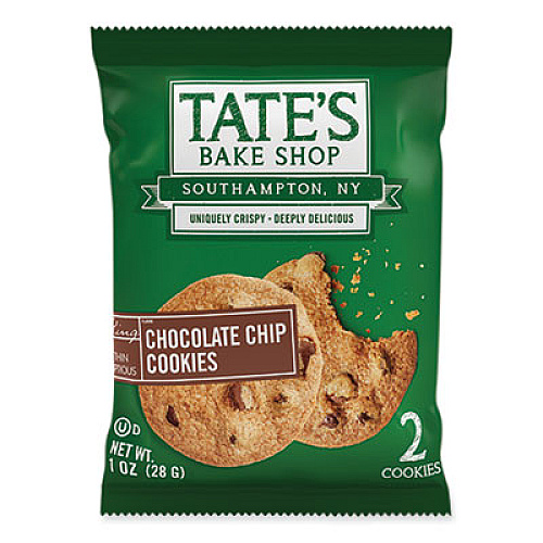 TATE'S BAKE SHOP Chocolate Chip Cookies Snack Packs, 1 oz Pack, 2 Cookies/Pack, 8 Packs/Box, 2 Boxes/Carton (07134)