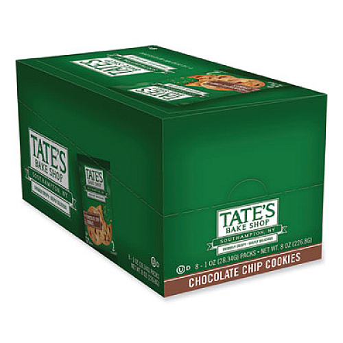 TATE'S BAKE SHOP Chocolate Chip Cookies Snack Packs, 1 oz Pack, 2 Cookies/Pack, 8 Packs/Box, 2 Boxes/Carton (07134)