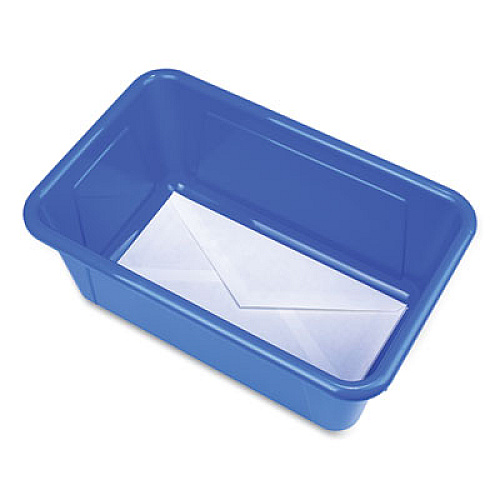 Storex Cubby Bin with Lid, 2 gal, 8.2 x 12.5 x 11.5, Blue, 5/Pack (62408U05C)