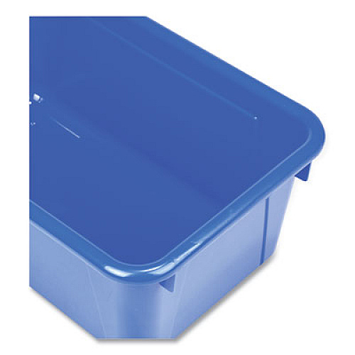 Storex Cubby Bin with Lid, 2 gal, 8.2 x 12.5 x 11.5, Blue, 5/Pack (62408U05C)