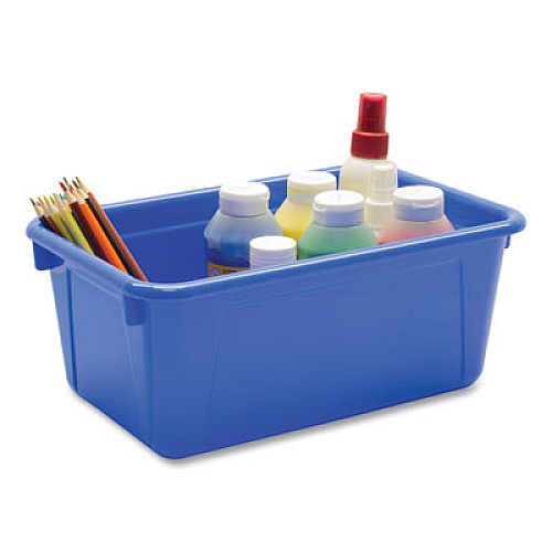 Storex Cubby Bin with Lid, 2 gal, 8.2 x 12.5 x 11.5, Assorted Colors, 5/Pack (62406U05C)
