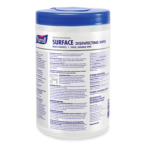 PURELL Professional Surface Disinfecting Wipes, 1-Ply, 7 x 8, Fresh Citrus, White, 110/Canister, 6 Canisters/Carton (934206CT)