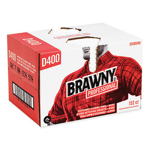 Brawny Professional Premium DRC Wipers, Paper, 1-Ply, 12.5 x 16.75, White, 152/Box (2008003)